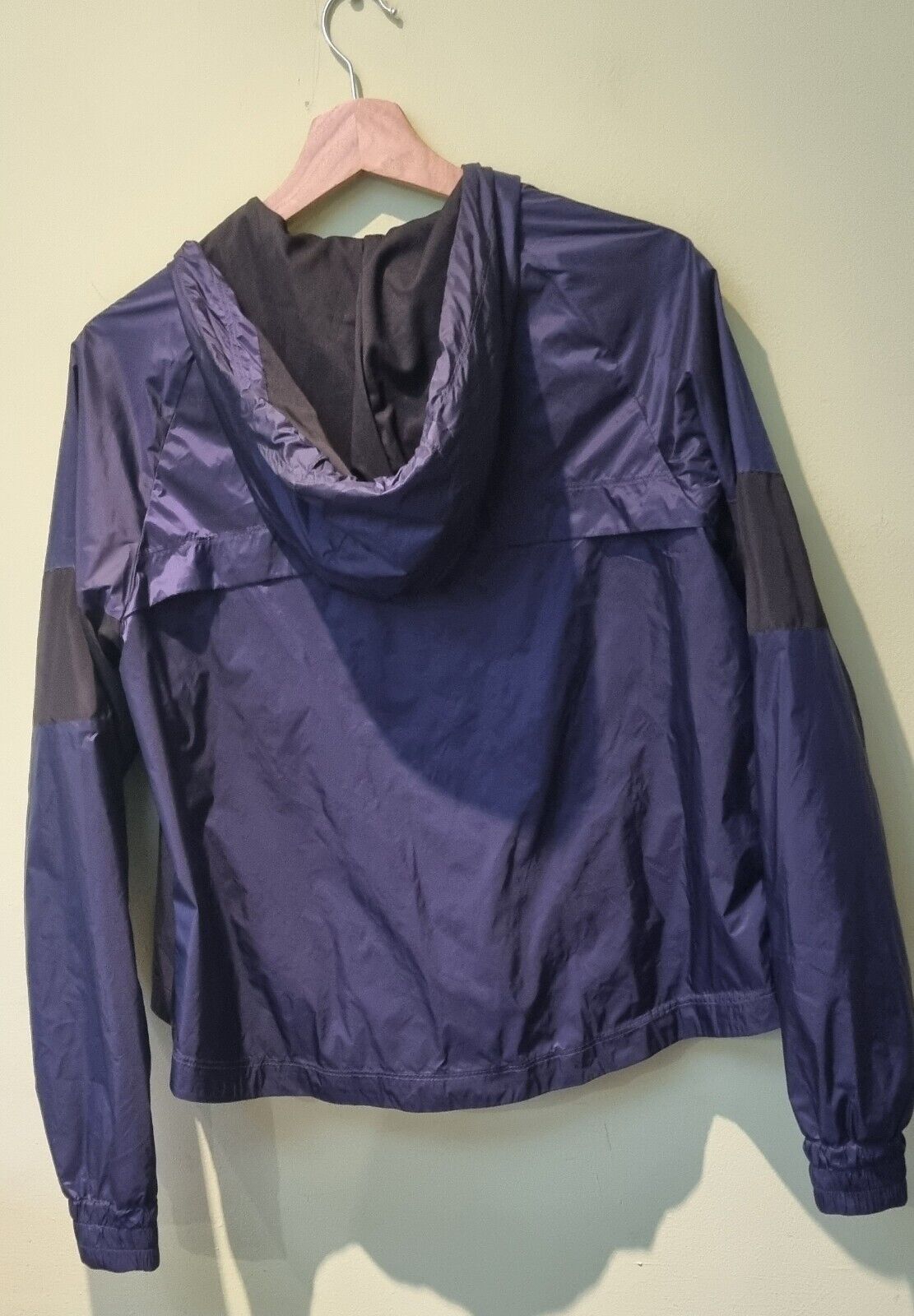 Alala Women's Windcheater Black And Navy Light Rain Hooded Jacket Size XS
