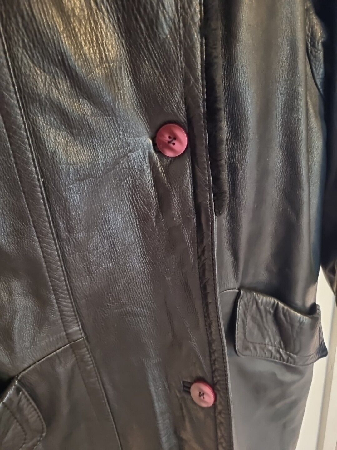 Forma Women's Black Genuine Leather, Fleece Lined Hood Coat Size Small