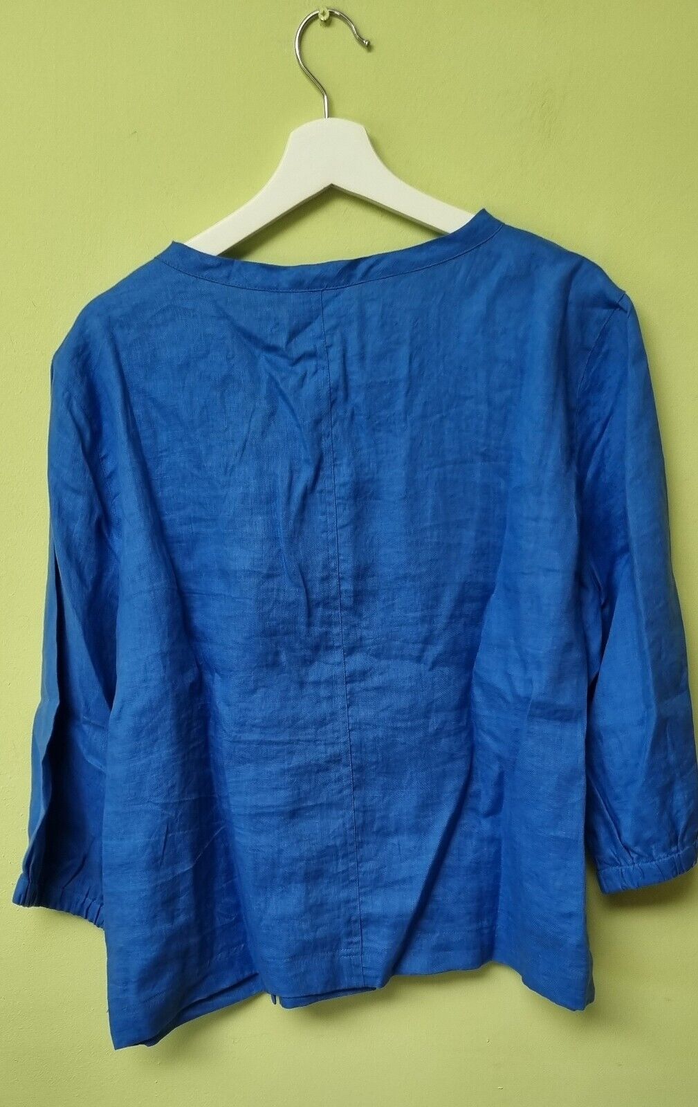 BNWT Foil Women's Notch One Blue Linen Long Sleeved Top Size UK 16