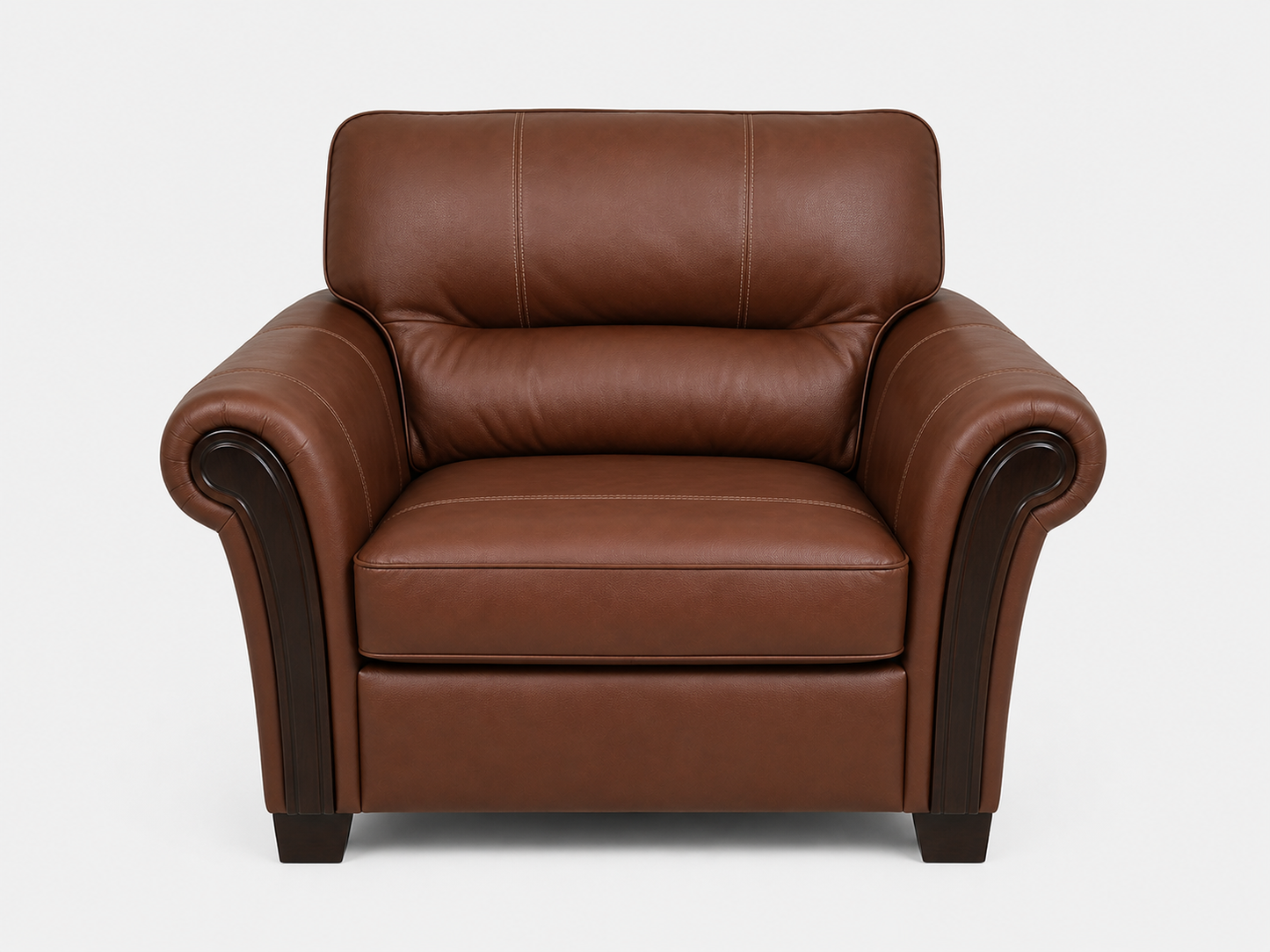 Virtually Brand New Modern Brown Leather Armchairs
