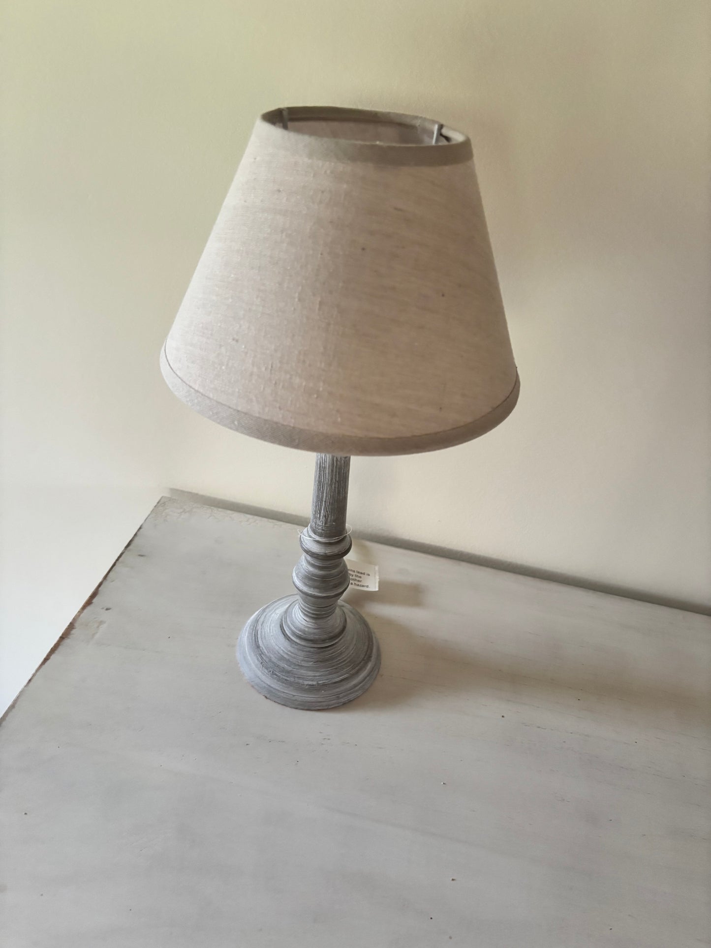 Pair of Coach House Small Lamps with Grey Base and Beige Shades