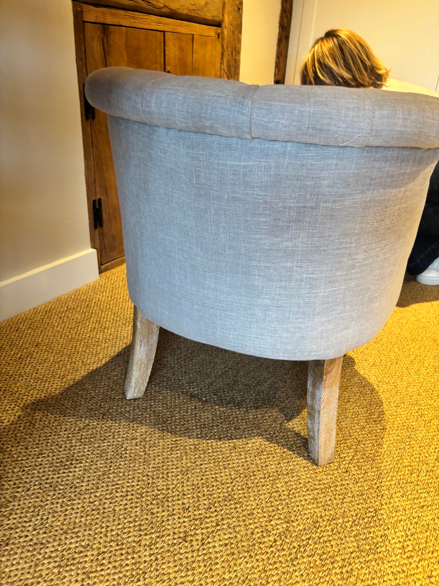 Beige Buttoned Occasional Chair