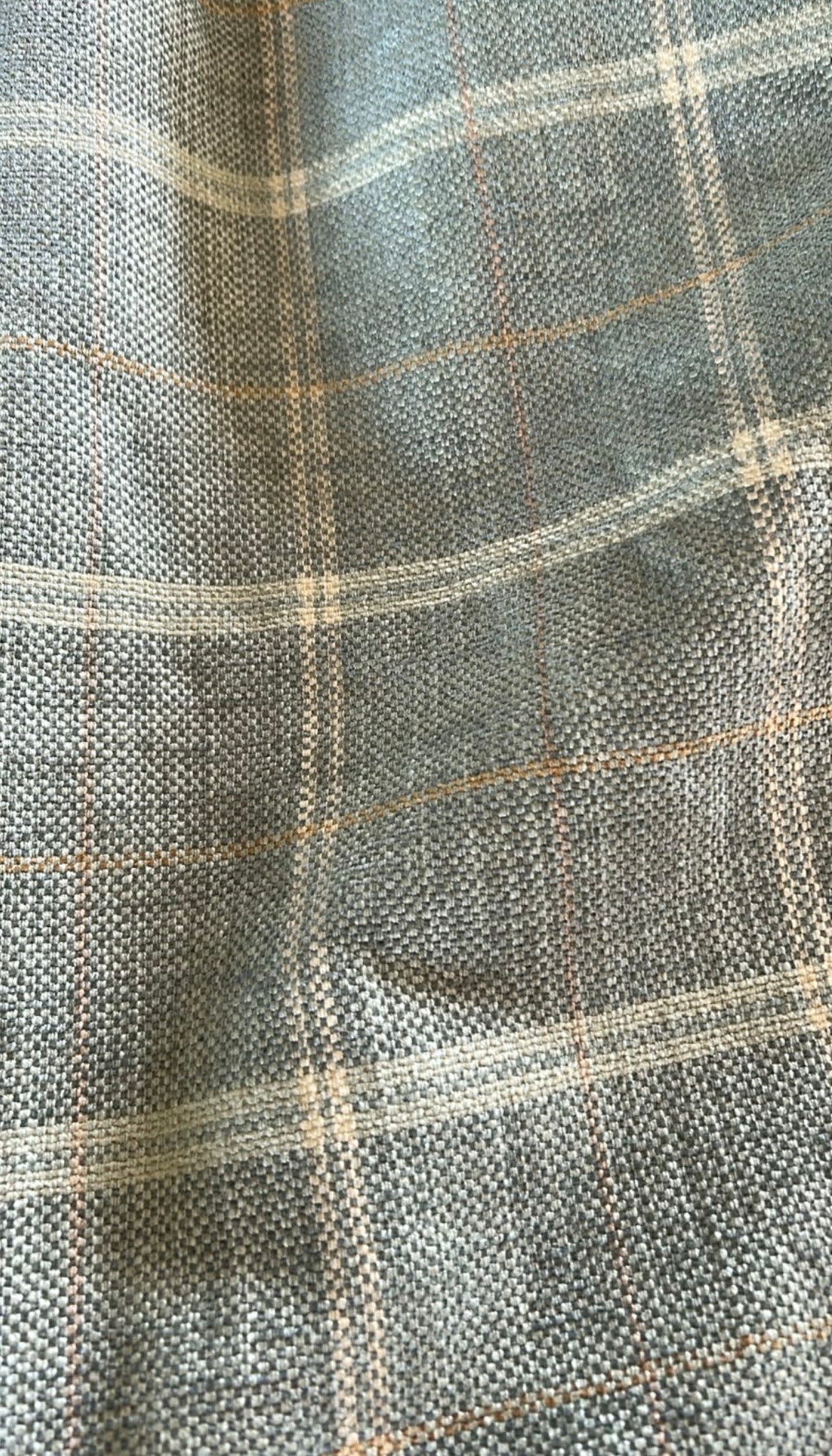 Pair of Blue Checked Curtains