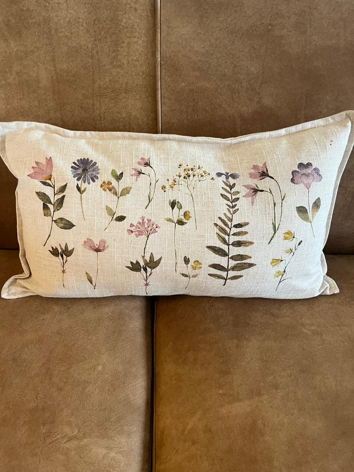 Pair of Linen Flower Cushions