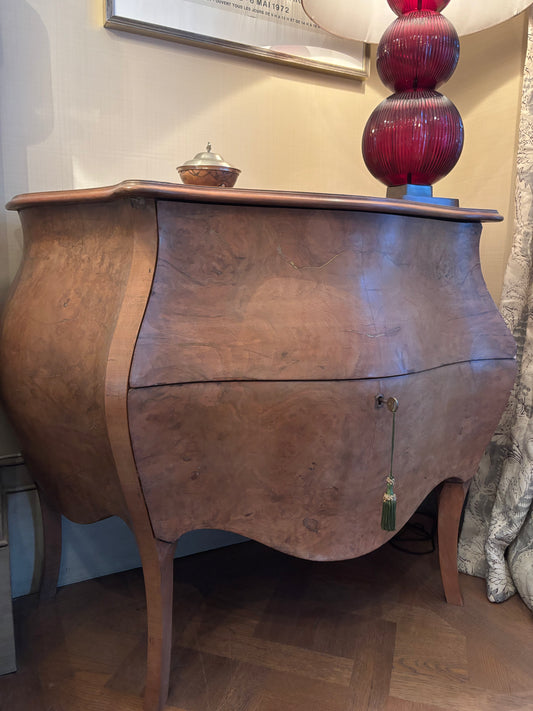 Antique Dutch Walnut Bombe Commode