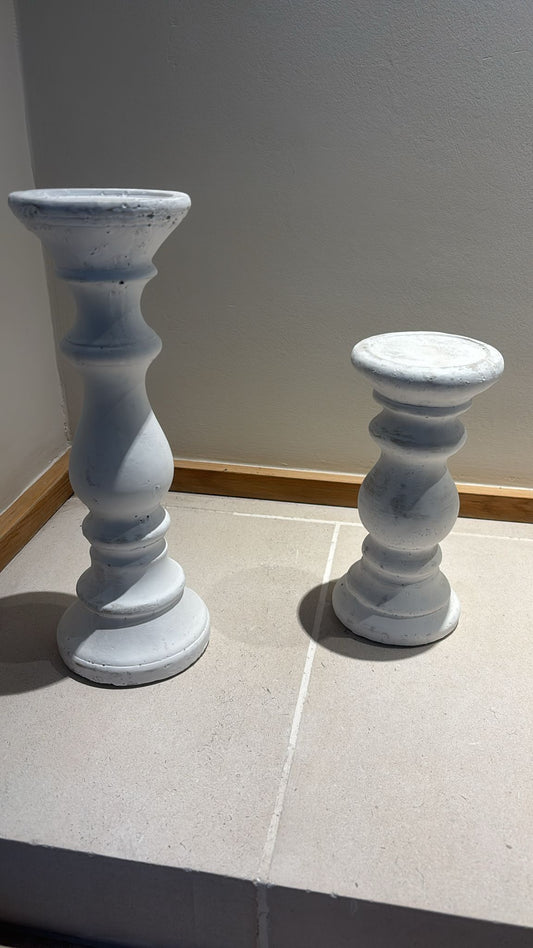 Pair of Stone Pillar Candle Holders