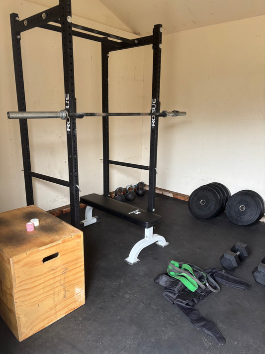 Rogue R-3 Power Rack and Weights