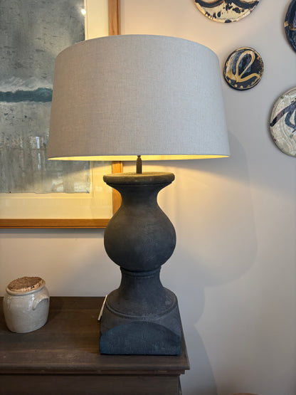 Pair of Extra Large Charcoal Lamps with Cream Shades