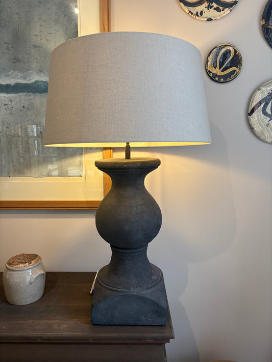 Pair of Extra Large Charcoal Lamps with Cream Shades