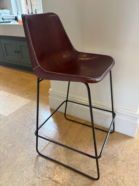 Pair of Sol Y Luna Leather Bar Stools