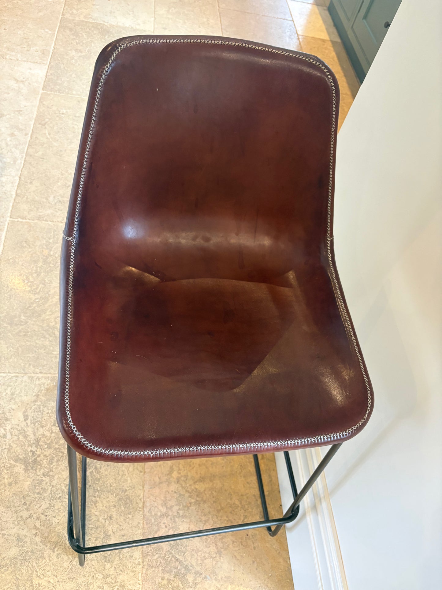 Pair of Sol Y Luna Leather Bar Stools