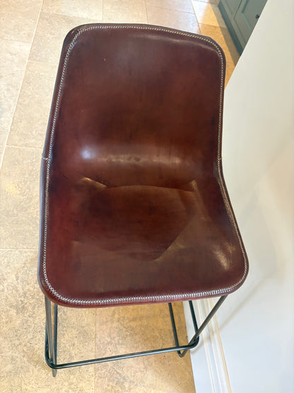 Pair of Sol Y Luna Leather Bar Stools