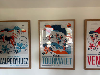 Trio of Vintage Cycling Posters – Oak Framed