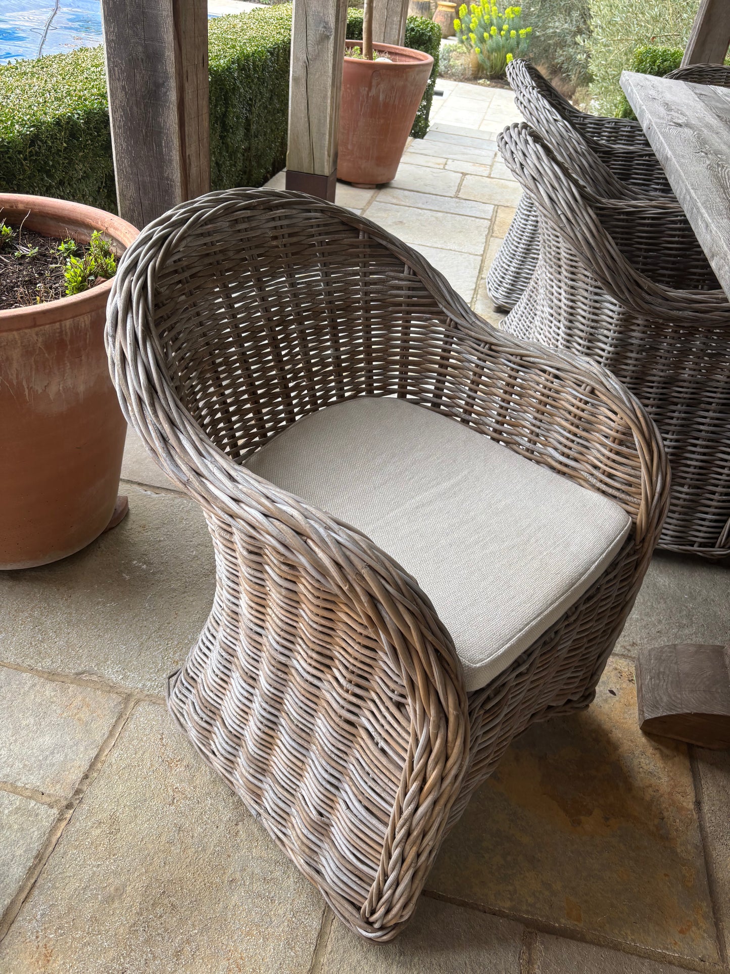Outdoor Cane Dining Chairs (10 Available)
