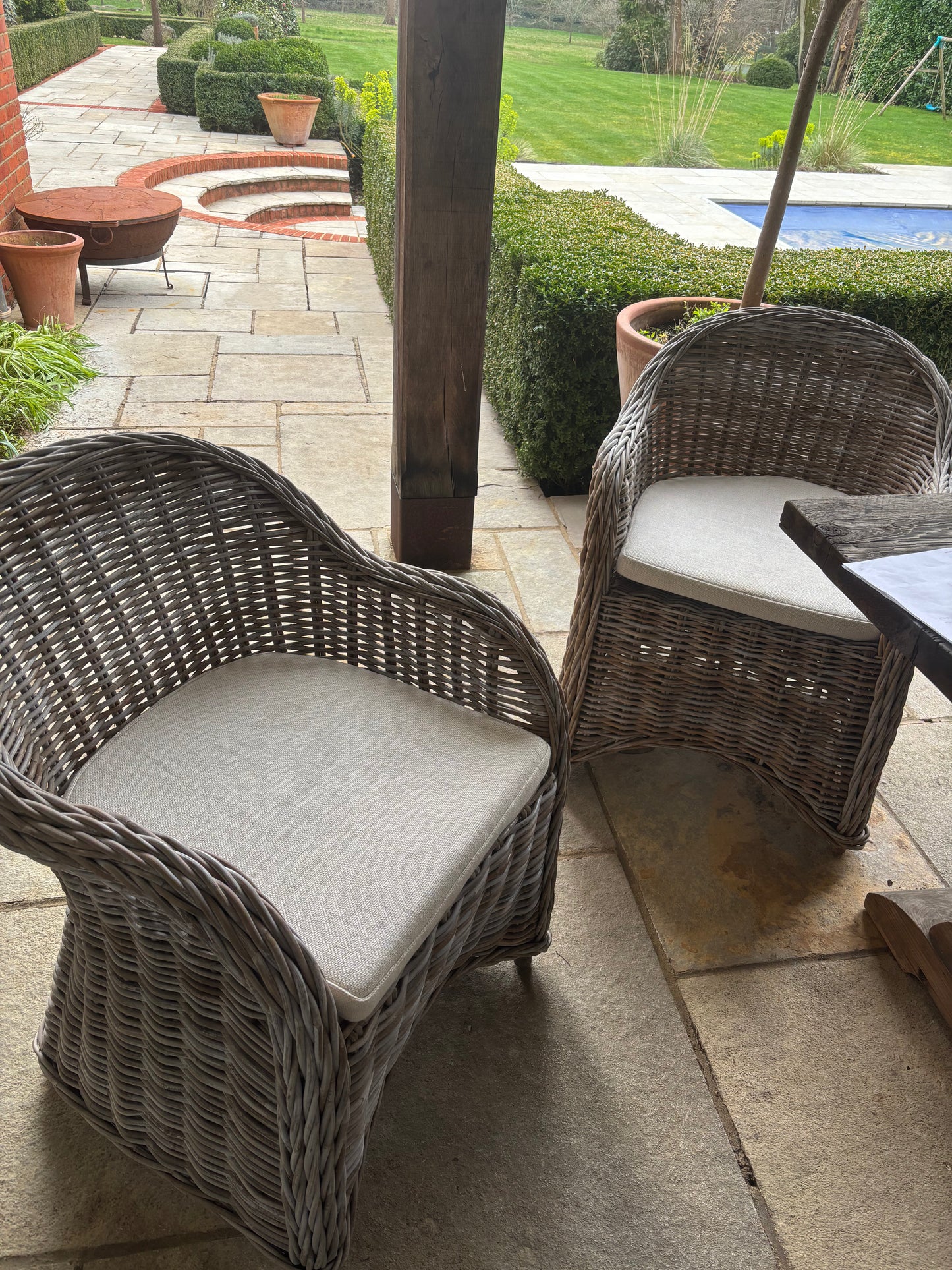 Outdoor Cane Dining Chairs (10 Available)