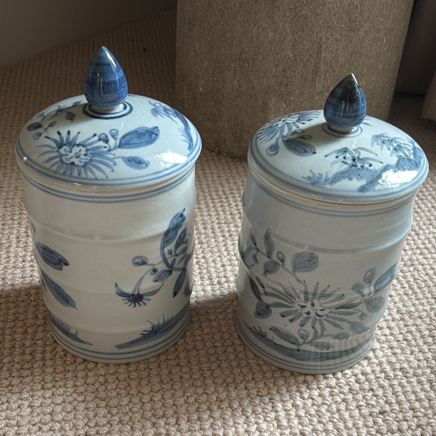 Pair of Oka Chun Lidded Pots