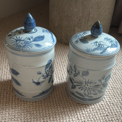 Pair of Oka Chun Lidded Pots