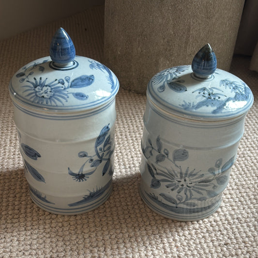 Pair of Oka Chun Lidded Pots