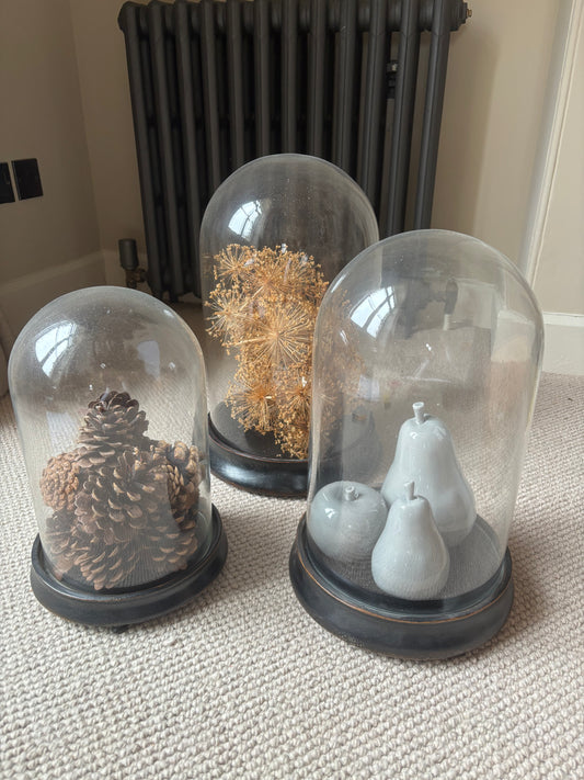 Trio Of Decorative Vintage Glass Cloche