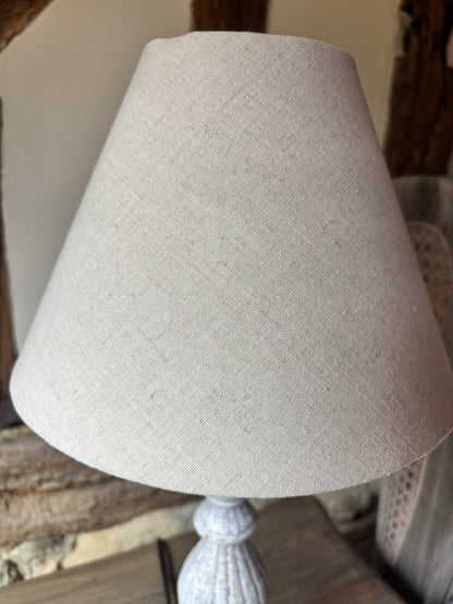 Pooky Pair Small Grey base Lamps with Beige Shades