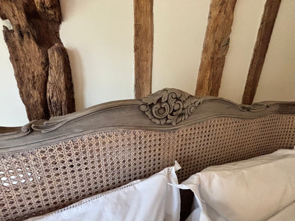 French Bed Company Kingsize Bed With Rattan Sculped Headboard