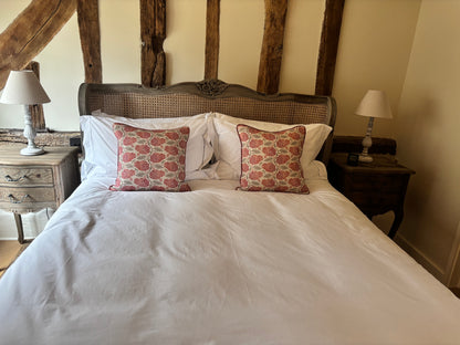 French Bed Company Kingsize Bed With Rattan Sculped Headboard