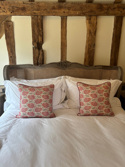 French Bed Company Kingsize Bed With Rattan Sculped Headboard