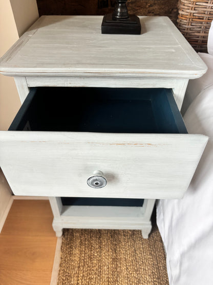 Pair Loaf French Blue/Grey Bedside Tables