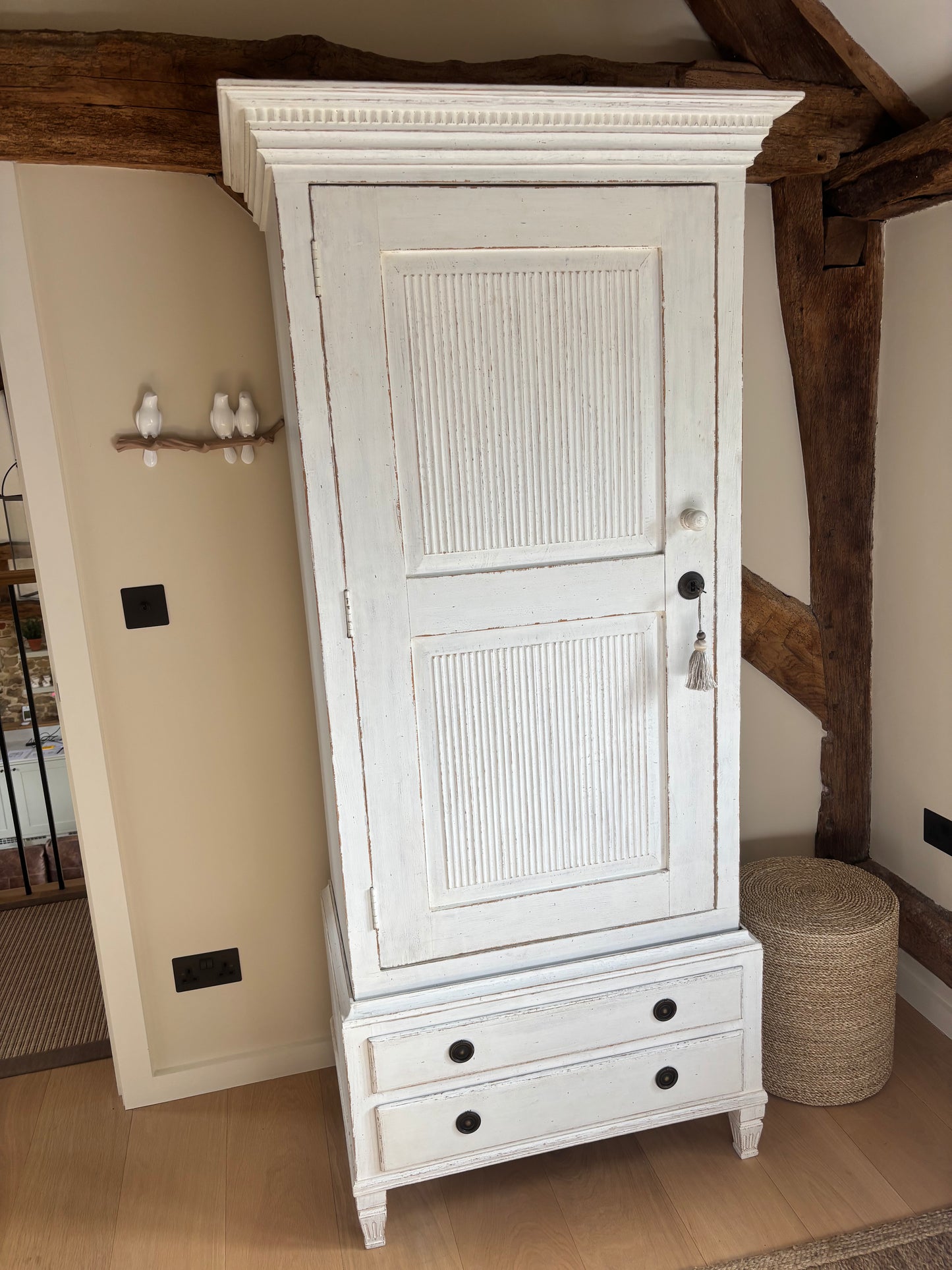 Chelsea Textiles Cream Distressed Wardrobe