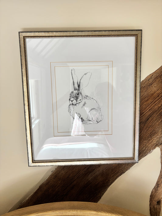 McGee Interiors Pair of Bunny Prints in Silver Finish Frame