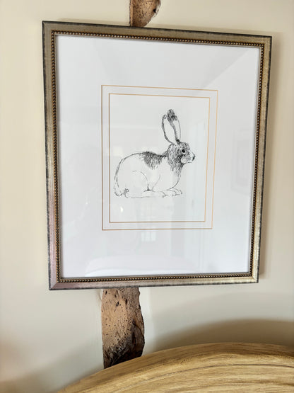 McGee Interiors Pair of Bunny Prints in Silver Finish Frame