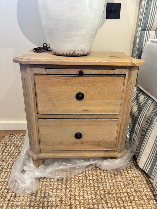 Pair Limed Oak Bedside Tables