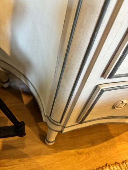 Coach House Chest Of Drawers Bombe Style Cream with Charcoal edgeing