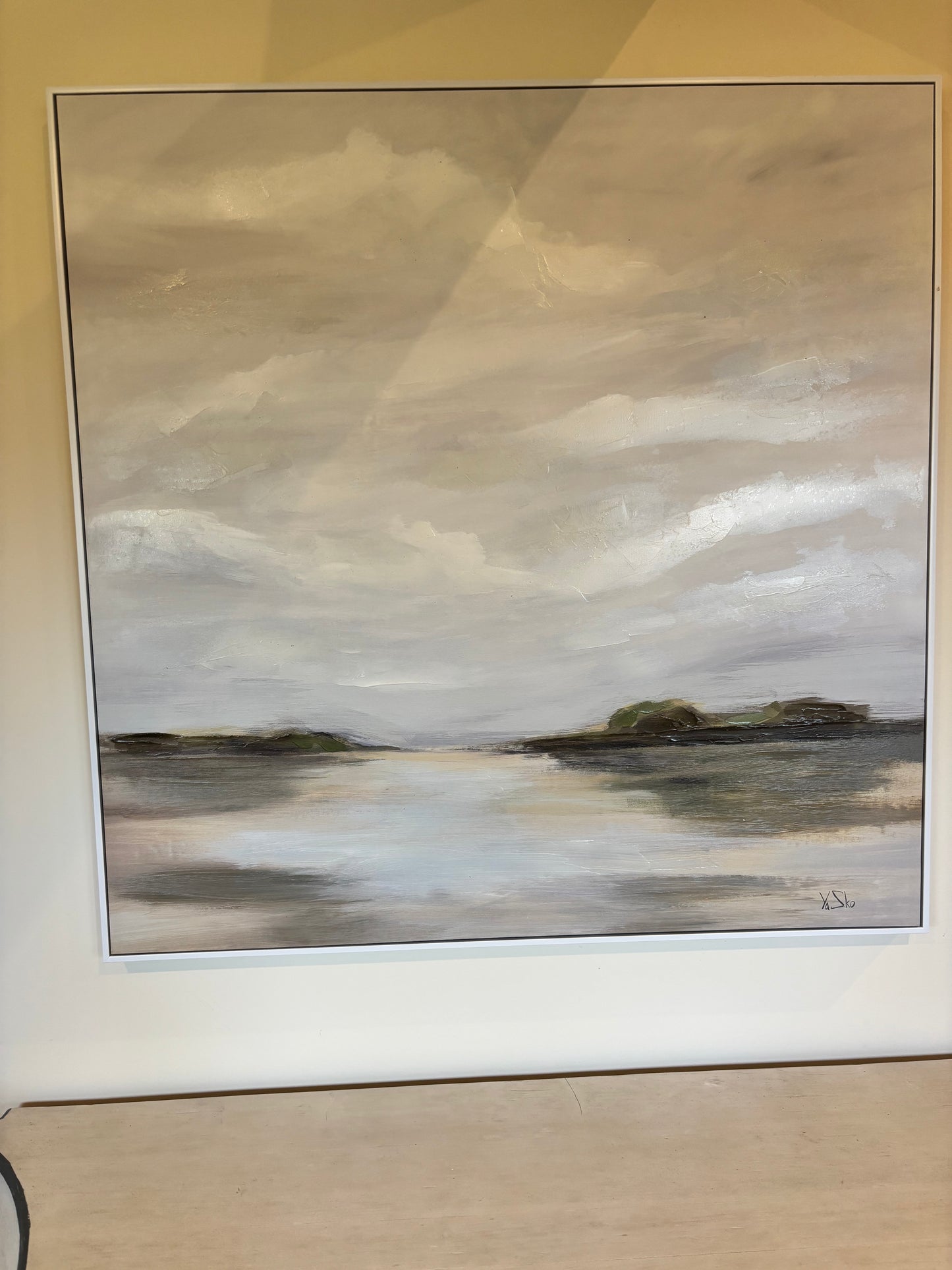 Coach House Landscape Oil Picture with White Frame
