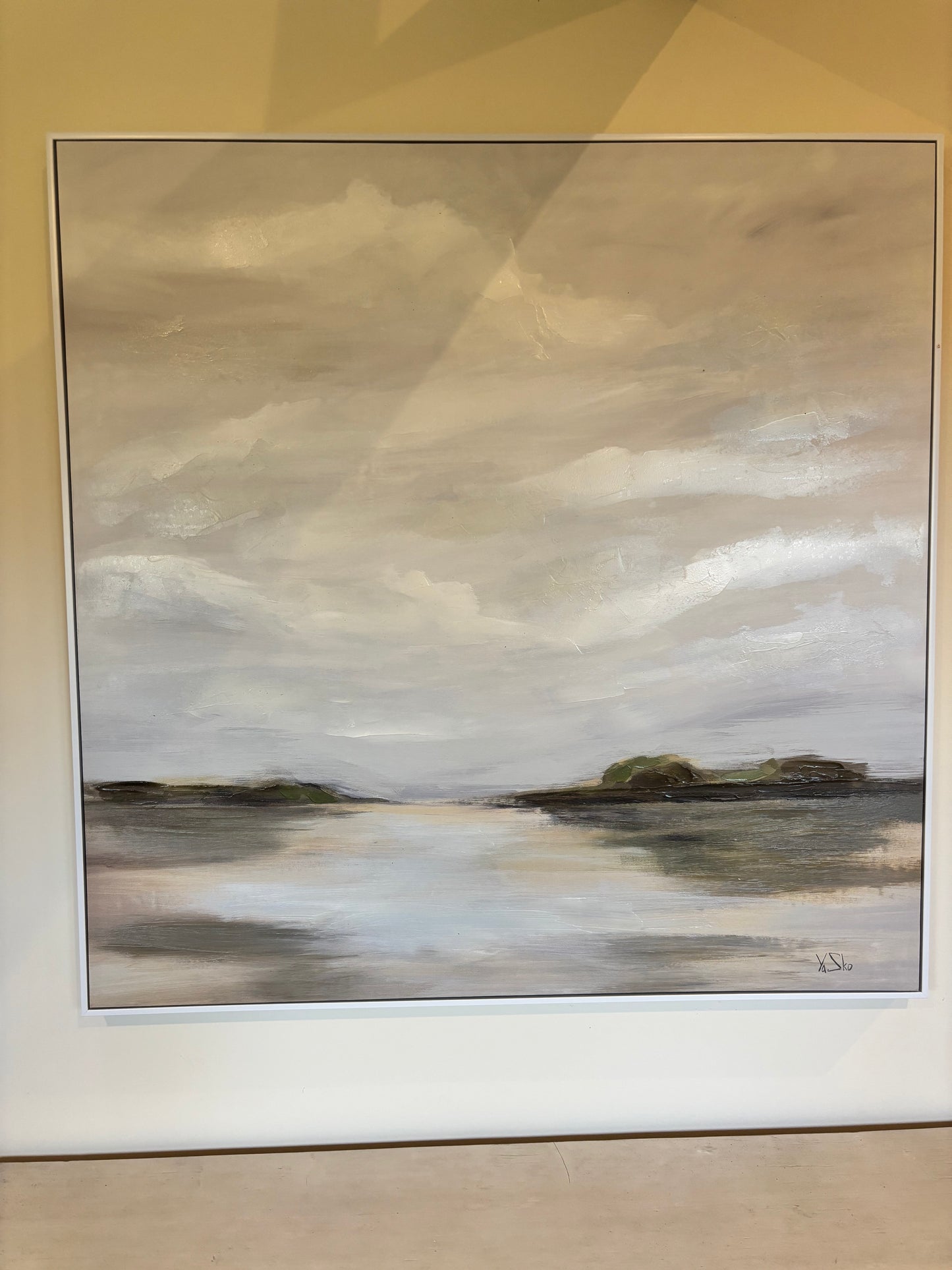 Coach House Landscape Oil Picture with White Frame