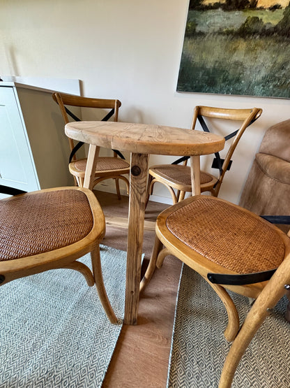 Oak Dining Table Table and 4 Still and Bloom Wooden Dining Chairs with Metal Crossback