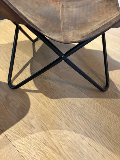 Pair of Handmade Genuine Buffalo Leather Butterfly Chairs