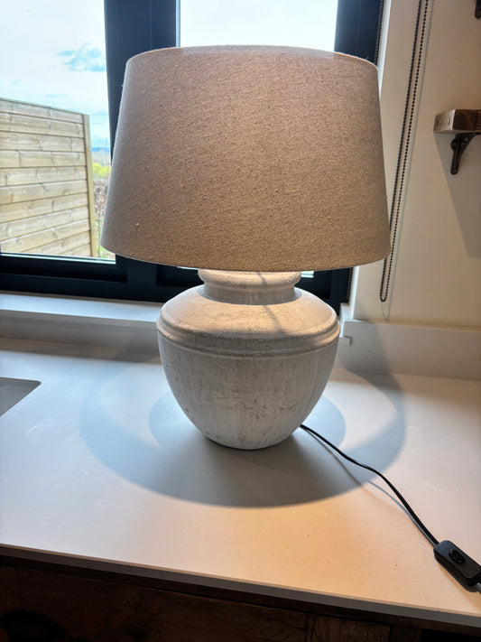 Coach House Stone Base Lamp with Cream Shade