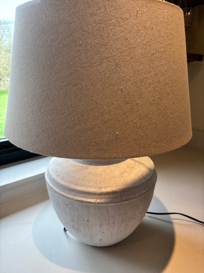 Coach House Stone Base Lamp with Cream Shade