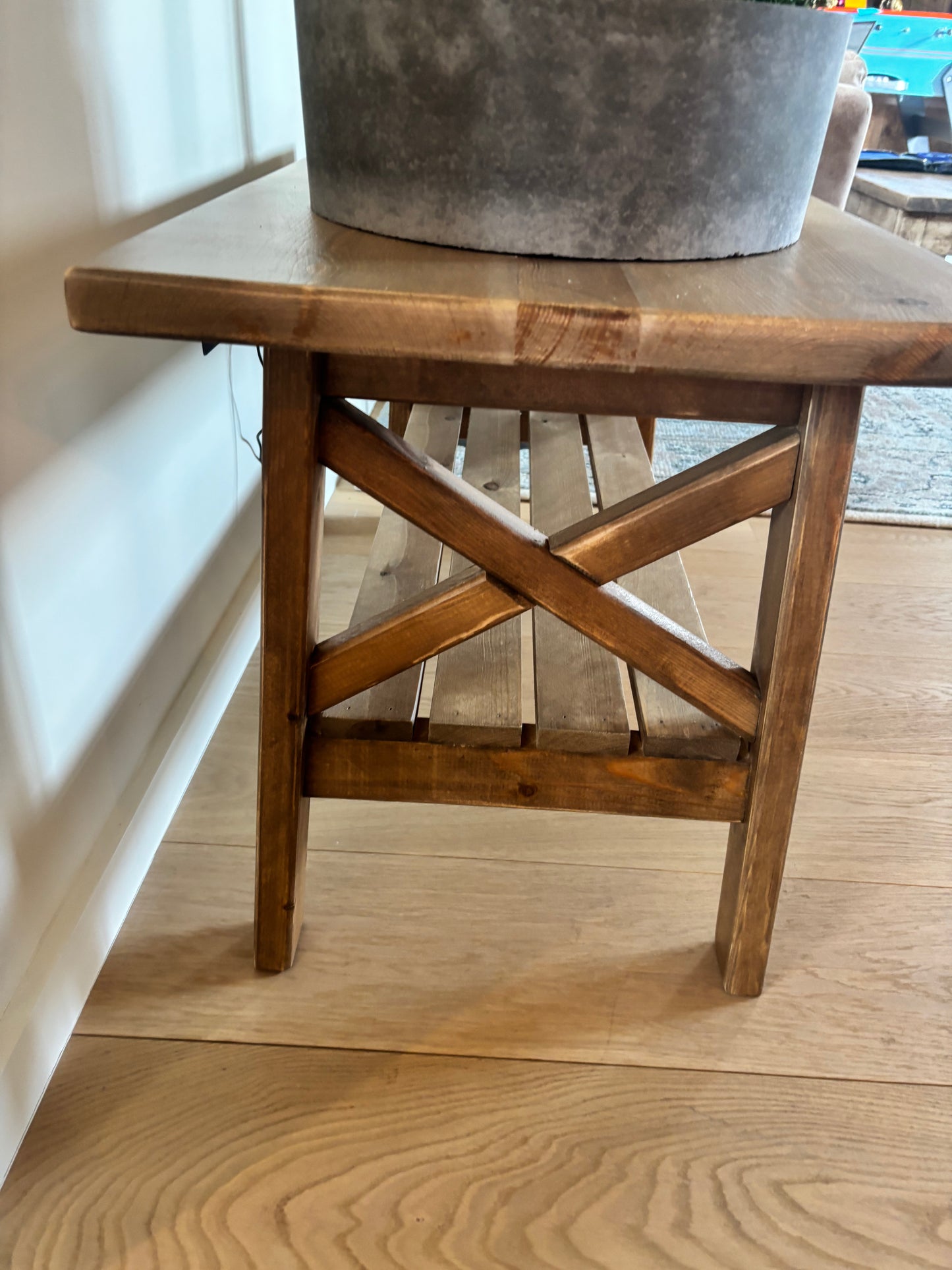 Antiques and More Wooden Table With Crossed sides