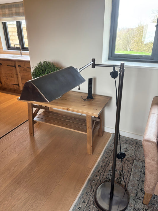 Pair of Visual Comfort Darkended Chrome Reading Floor Lamps Retractable