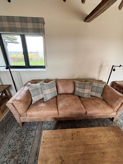 Oka Brown Leather 3 seater sofa