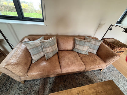 Oka Brown Leather 3 seater sofa