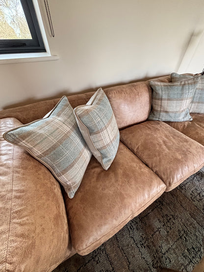 Oka Brown Leather 3 seater sofa