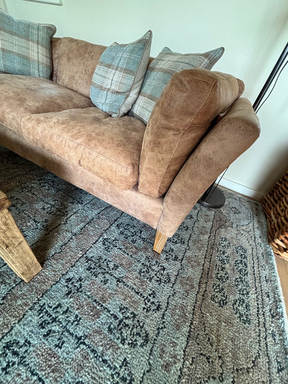 Oka Brown Leather 3 seater sofa