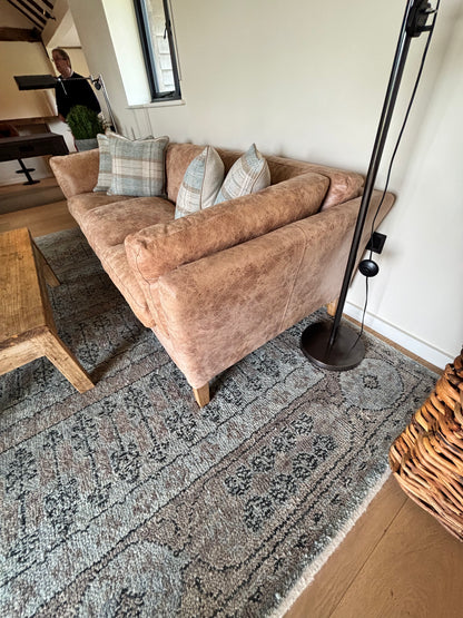 Oka Brown Leather 3 seater sofa