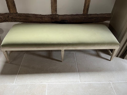 Provencale Bench with Green Velvet Upholstery by Chelsea Textiles
