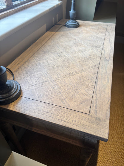 Graham and Green Oak Desk with Patterned Inlays
