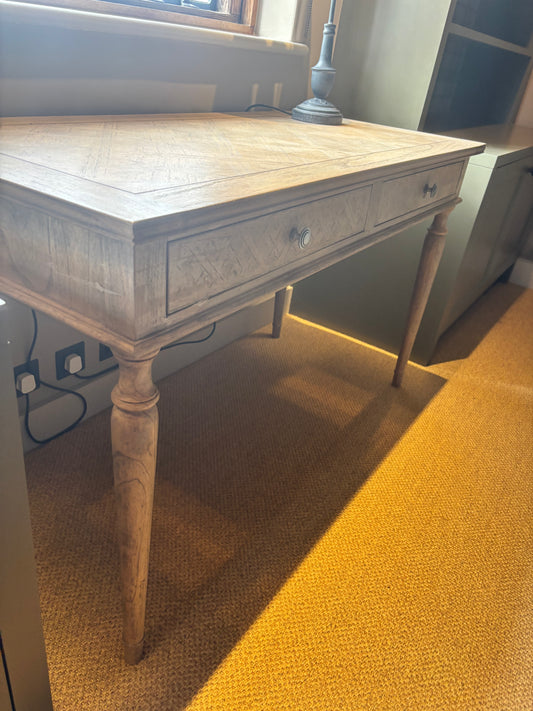 Graham and Green Oak Desk with Patterned Inlays