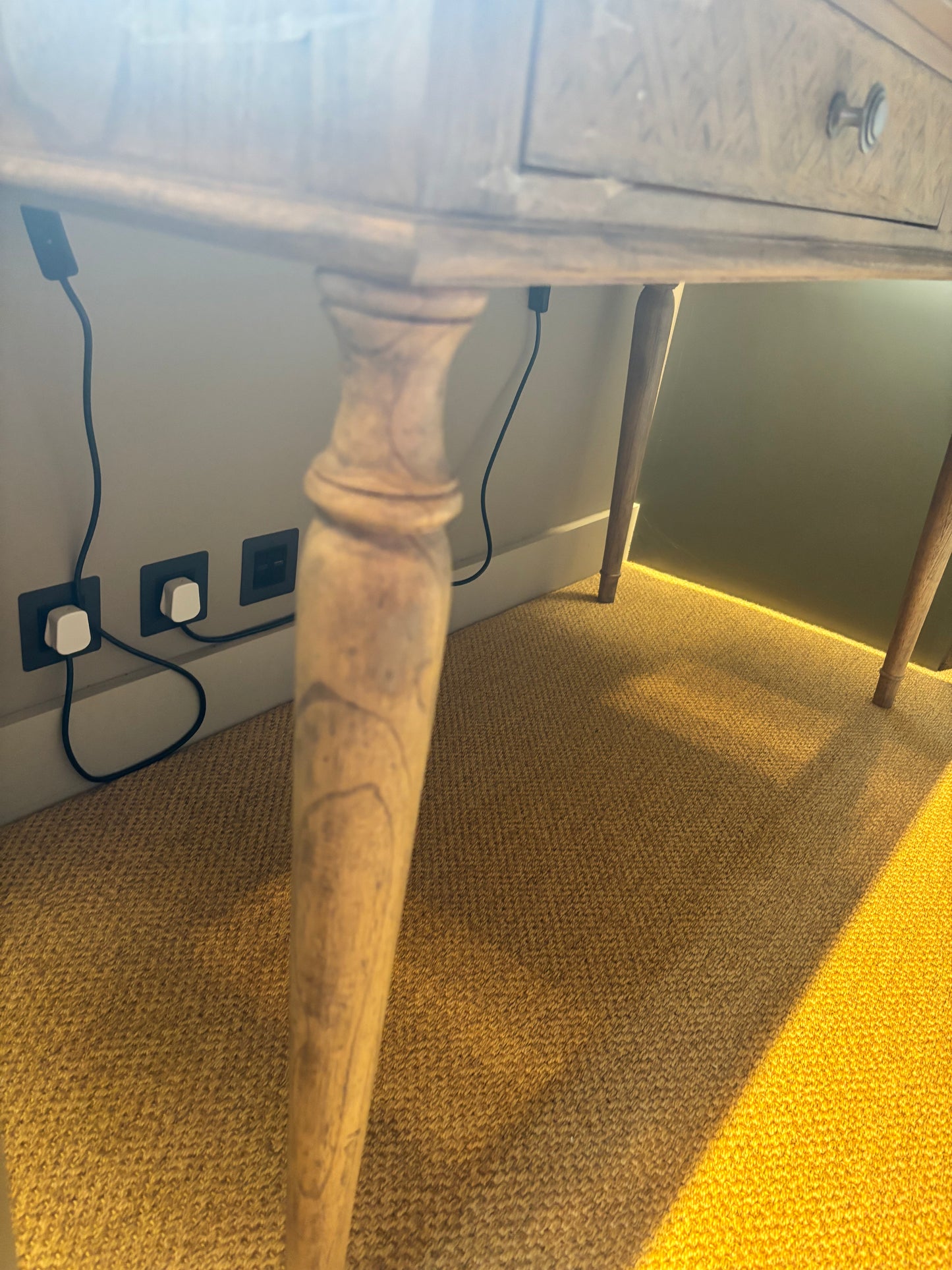 Graham and Green Oak Desk with Patterned Inlays